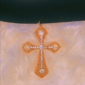 Diamond covered choker cross necklace